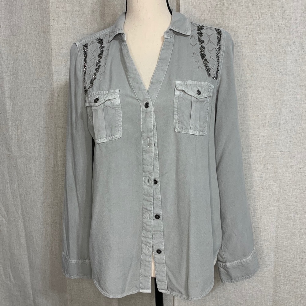 Rock & Republic Metallic Mayhem Button Up Blouse